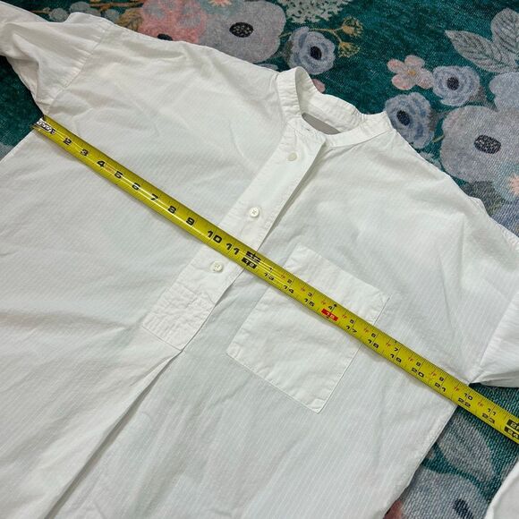 Everlane Shirt Womens 00 White Poplin Cotton Popover Button Down Collarless Top - Picture 9 of 14